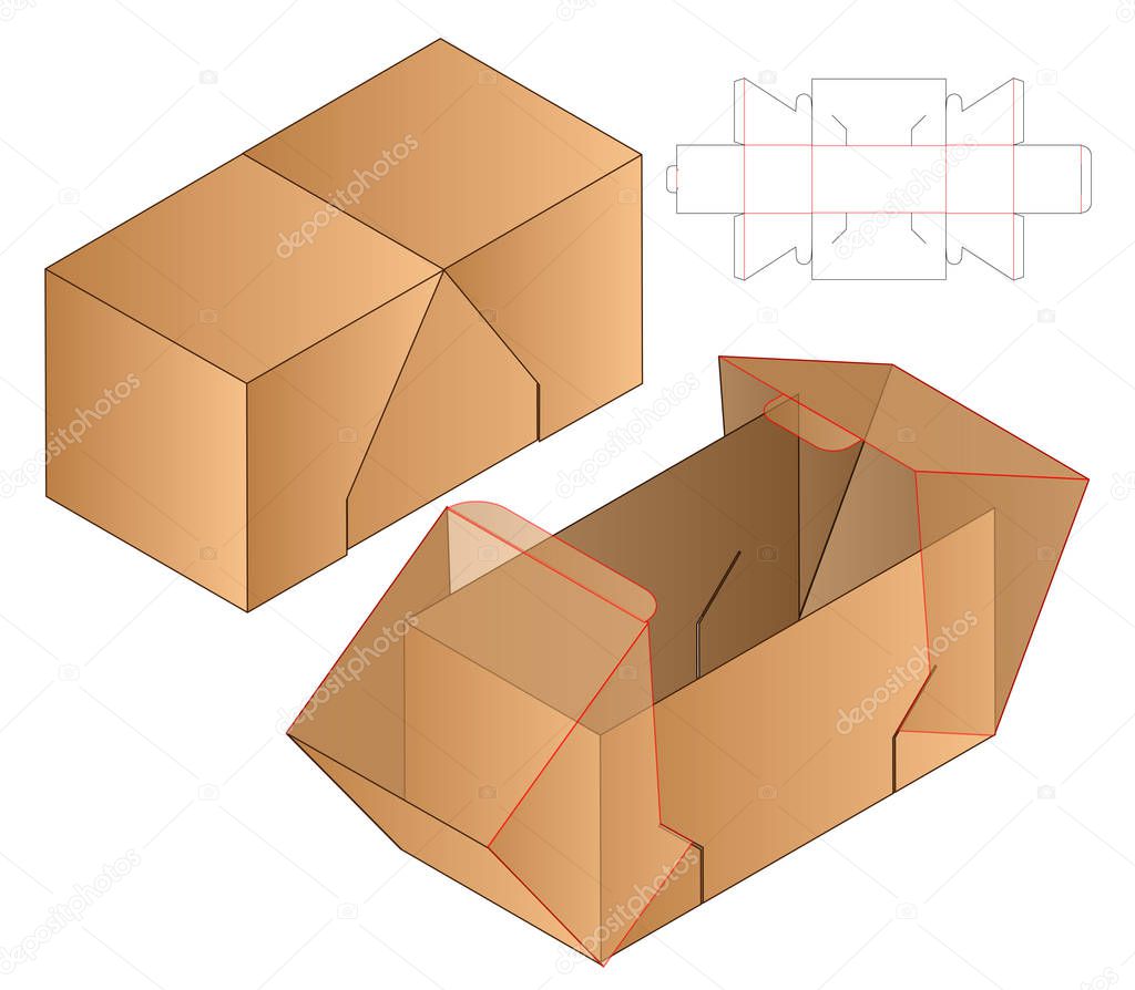 Box packaging die cut template design. 3d mock-up