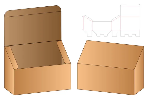 Caja Embalaje Morir Corte Plantilla Diseño Maqueta — Vector de stock