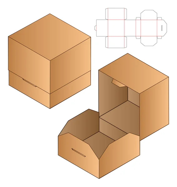 Caja Embalaje Morir Corte Plantilla Diseño Maqueta — Vector de stock