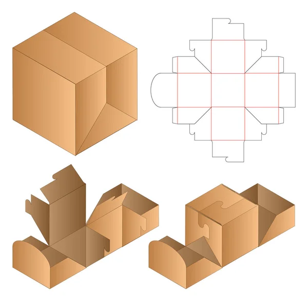 Caja Embalaje Morir Corte Plantilla Diseño Maqueta — Vector de stock