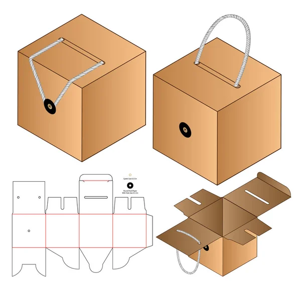 Коробка Упаковки Штамп Шаблон Дизайн Трехмерный Макет — стоковый вектор