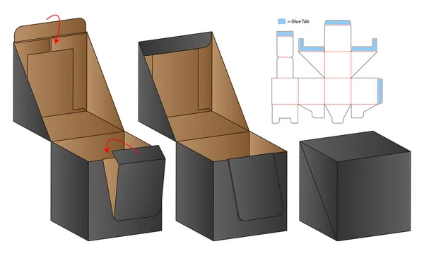 Caja Embalaje Morir Corte Plantilla Diseño Maqueta — Vector de stock