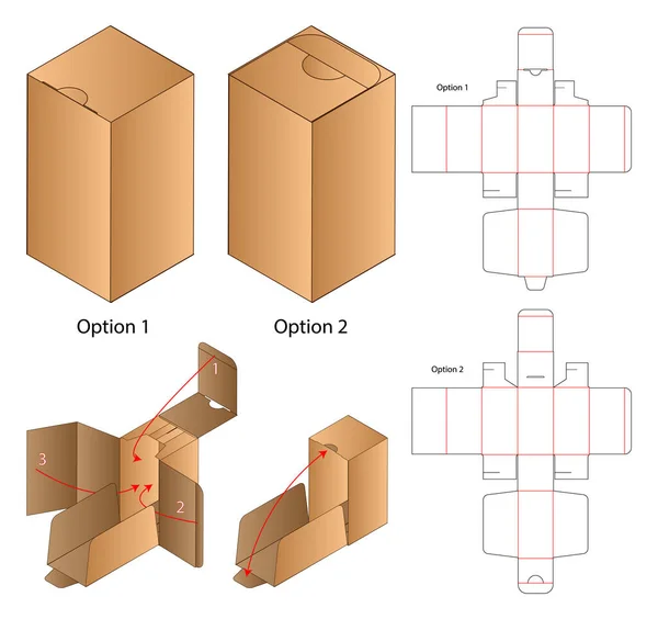 Webbox Verpackung Gestanzte Vorlage Design Attrappe — Stockvektor
