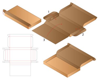 Kutu ambalajı ölü şablon tasarımı. 3d maketi