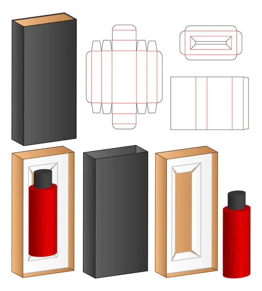 Caja Embalaje Morir Corte Plantilla Diseño Maqueta — Archivo Imágenes Vectoriales