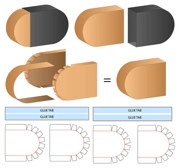 Scatola Imballaggio Die Design Modello Tagliato Modello — Vettoriale Stock