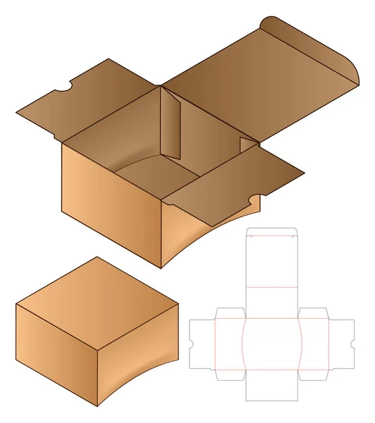 Box Csomagolás Meghalni Vágott Sablon Kialakítása Modell — Stock Vector