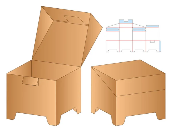 Caja Embalaje Morir Corte Plantilla Diseño Maqueta — Vector de stock