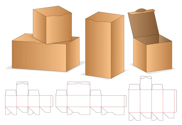 Schachtelverpackung Gestanzte Vorlage Design Attrappe — Stockvektor