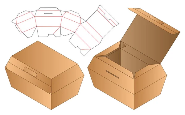 Caja Embalaje Morir Corte Plantilla Diseño Maqueta — Archivo Imágenes Vectoriales