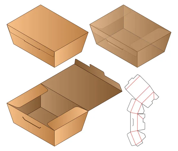 Caja Embalaje Morir Corte Plantilla Diseño Maqueta — Archivo Imágenes Vectoriales