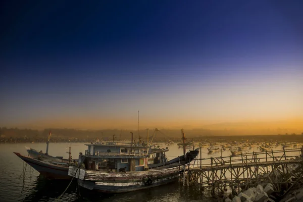 Port Pêcheur Traditionnel Pangandaran Indonesia — Photo