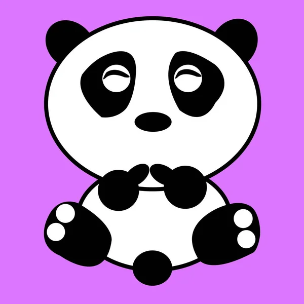 Black White Panda Isolated Pink Background Face Shy — Stock Photo, Image