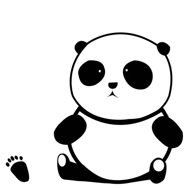 Oso Panda Aislado Sobre Fondo Blanco Huellas —  Fotos de Stock