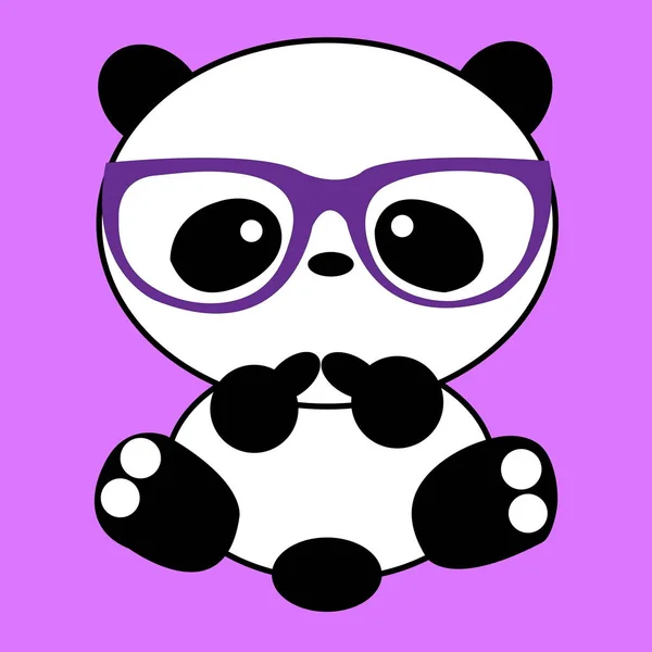 Black White Panda Isolated Pink Background Purple Frame Glasses — Stock Photo, Image