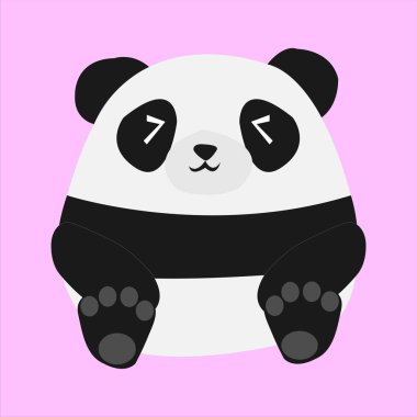 Çizgi film pandası pembe arka planda izole edilmiş. Memeliler..