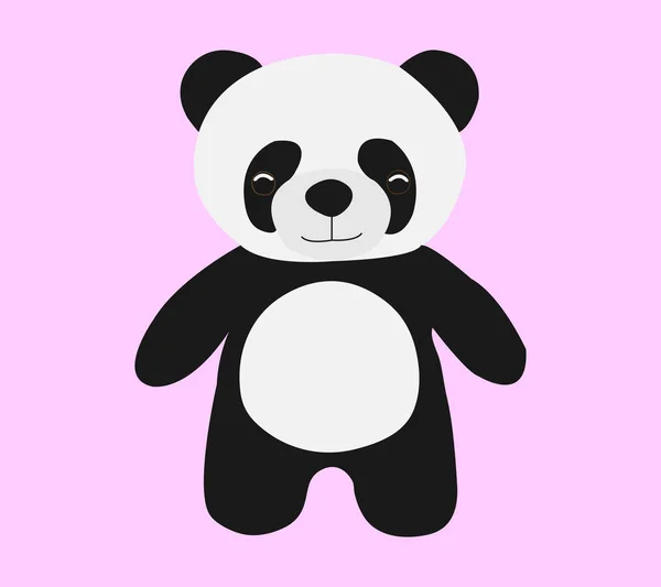 Preto Branco Urso Panda Stand Fundo Rosa — Fotografia de Stock