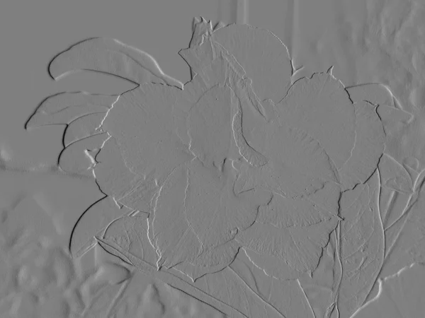 Kabartmalı çiçek derisi ve yapraklar gri tonlarda
