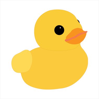 Çizgi film sarı ördek yavrusu beyaz zeminde.