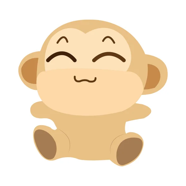 Cartoon Brown Fat Monkey Smiling Happily White Background — Stock Photo, Image
