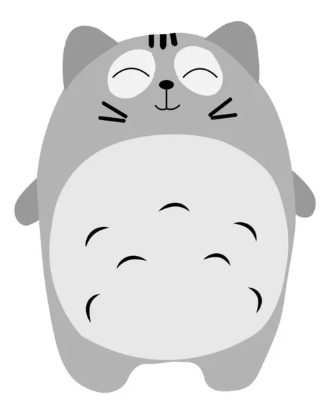 Cartoon Gray Fat Cat Smiling White Background — Stock Photo, Image