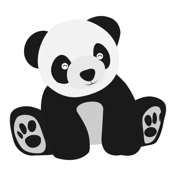 Cartoon Panda Sitting Smiling Happy Isolated White Background — ストック写真