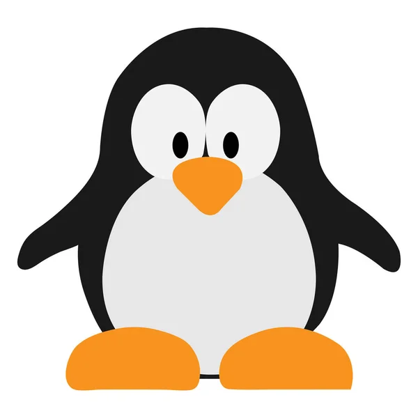 Çizgi film büyük gözlü penguen beyaz arka planda izole.