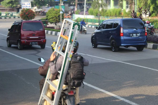 Morgonstämning Vägen Koronaviruspandemin Staden Jakarta Vägen Öde — Stockfoto