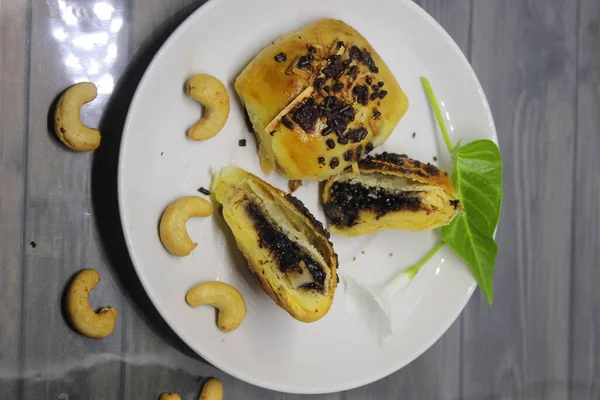 Pisang Dipanggang Dari Jawa Barat Pisang Panggang Lezat Dengan Coklat — Stok Foto