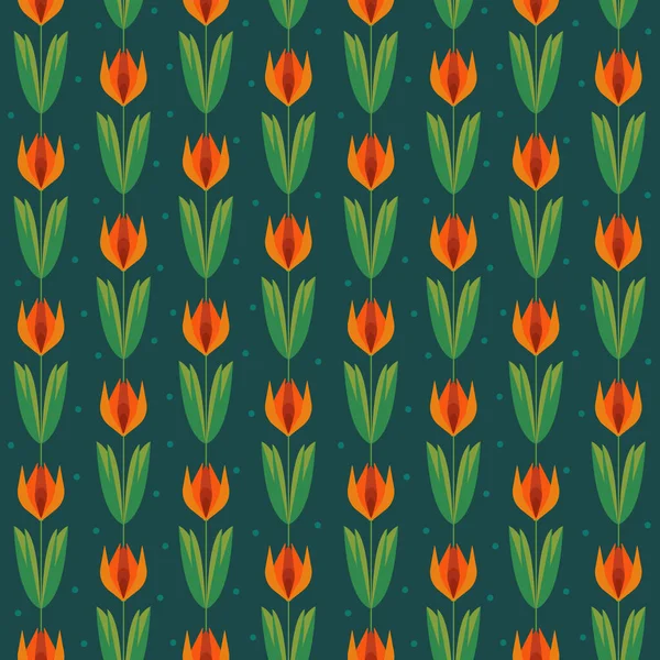 Padrão Sem Costura Têxtil Tulipas Primavera Tulipa Turca Flores Planas — Vetor de Stock
