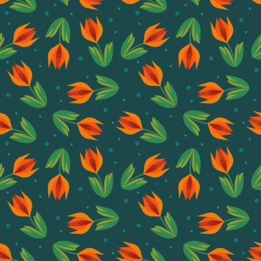 Bahar lalelerinin tekstil desenleri. Türk lalesi. Düz çiçekler - 2