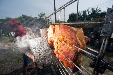 Cam güneş Barbekü domuz eti.