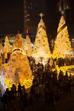 Işık Noel ağacı kutlama 2017 Bangkok, Tayland için güzel süslemeleri.