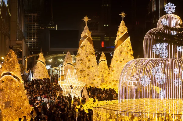 Luz decorar bonito na festa da árvore de Natal 2017 em Bangkok, Tailândia . — Fotografia de Stock