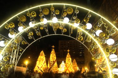 Işık Noel ağacı kutlama 2017 Bangkok, Tayland için güzel süslemeleri.