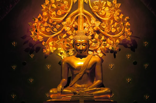 Hlavní Buddha v chrámu Wat Sirindhorn Wararam Phu Prao v Ubon. Rathatani, Thajsko. — Stock fotografie