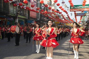 Bando takımında bir geçit töreni sırasında Çin yeni yıl Festival.