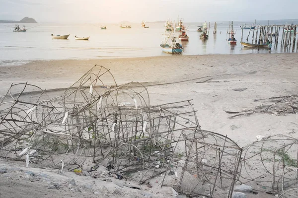 Fish caught tool on the beach near Fishing village in Thailand. — Stock Photo, Image