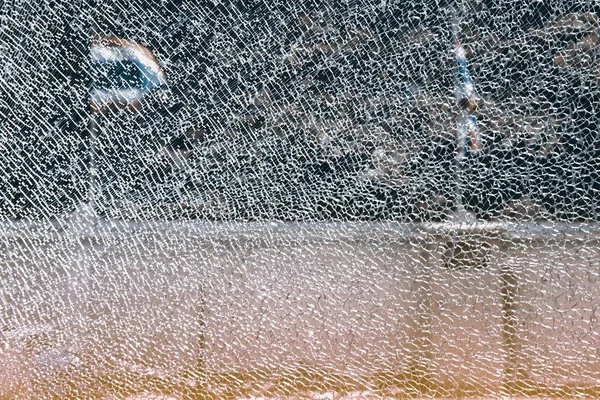 Abstract The car door glass is broken looking Thai flag outside. — Stock Photo, Image