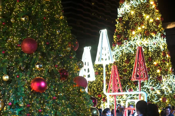 Light decorate beautiful on Christmas Tree Celebration in Bangkok , Thailand. — Stock Photo, Image