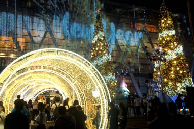 00024.jpg başlık ışık ve Noel ağaçlar güzel Noel ve yeni yıl kutlama 2018 süslemeleri Bangkok, Tayland.