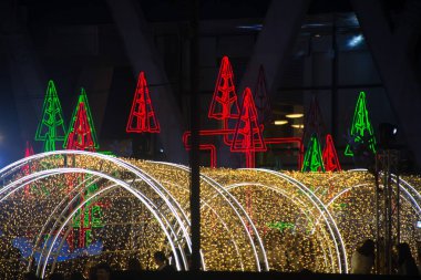 00024.jpg başlık ışık ve Noel ağaçlar güzel Noel ve yeni yıl kutlama 2018 süslemeleri Bangkok, Tayland.
