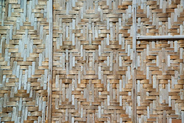 Old bamboo wood walls background and texture made of bamboo wood. — Stock Photo, Image
