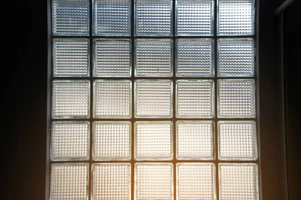 Cristal bloque pared detalle textura fondo arte en un edificio . —  Fotos de Stock