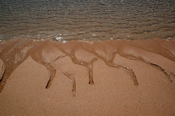 Naturliga Sandmönster Stranden Vid Lågvatten — Stockfoto