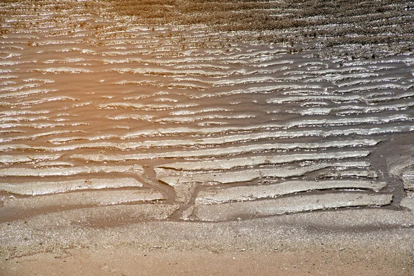 Φυσικά Πρότυπα Άμμου Στην Παραλία Χαμηλή Παλίρροια — Φωτογραφία Αρχείου