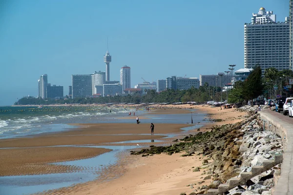 Chonburi Thaïlande Février 2020 Les Touristes Reposent Sur Plage Jomtien — Photo