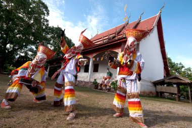 LOEI, THAILAND-JULY 1 Temmuz 2011: Hayalet Festivali (Phi Ta Khon) Tayland 'da Tayland' da 