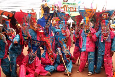 LOEI, THAILAND-JULY 1 Temmuz 2011: Hayalet Festivali (Phi Ta Khon) Tayland 'da Tayland' da 