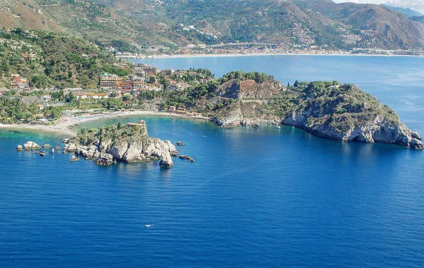 Aerial view of the bay of Taormina in Sicily — Stock Photo, Image